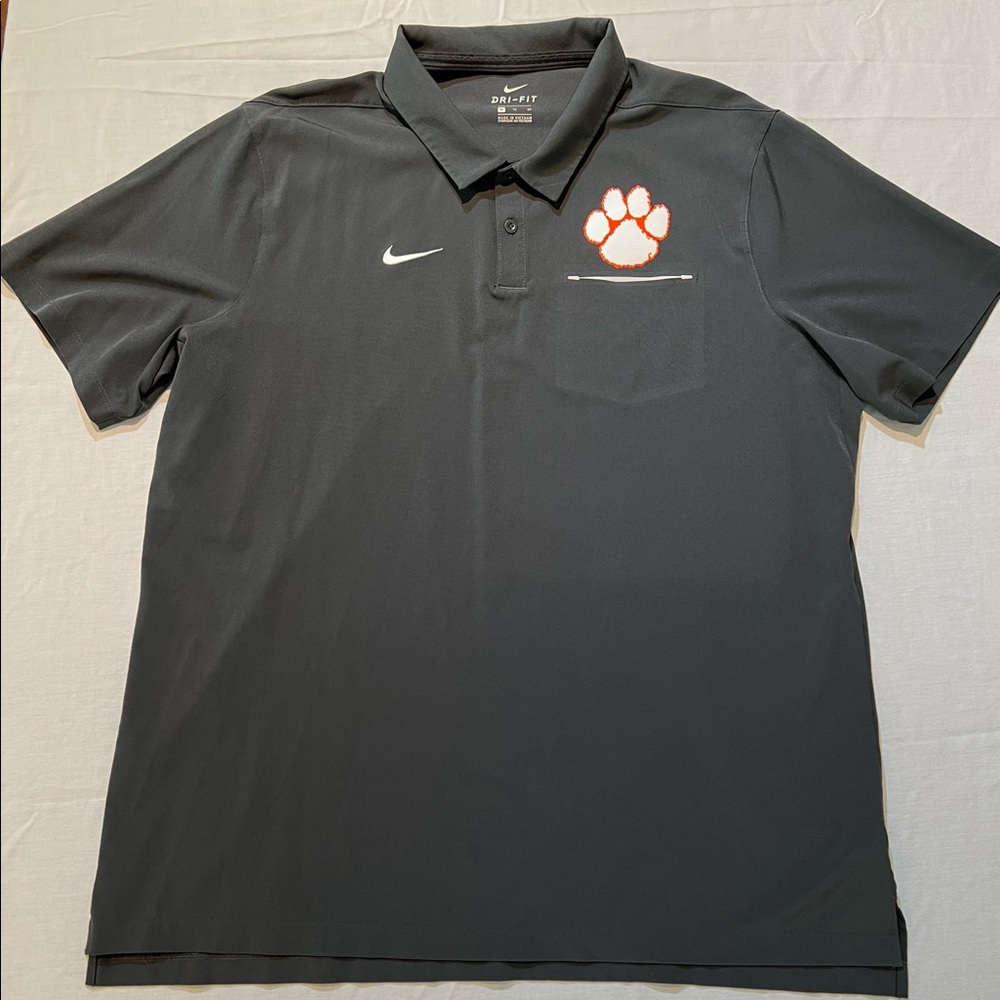 Nike Dri-Fit Clemson Tigers Dark Gray Polo Shirt Mens Size XL